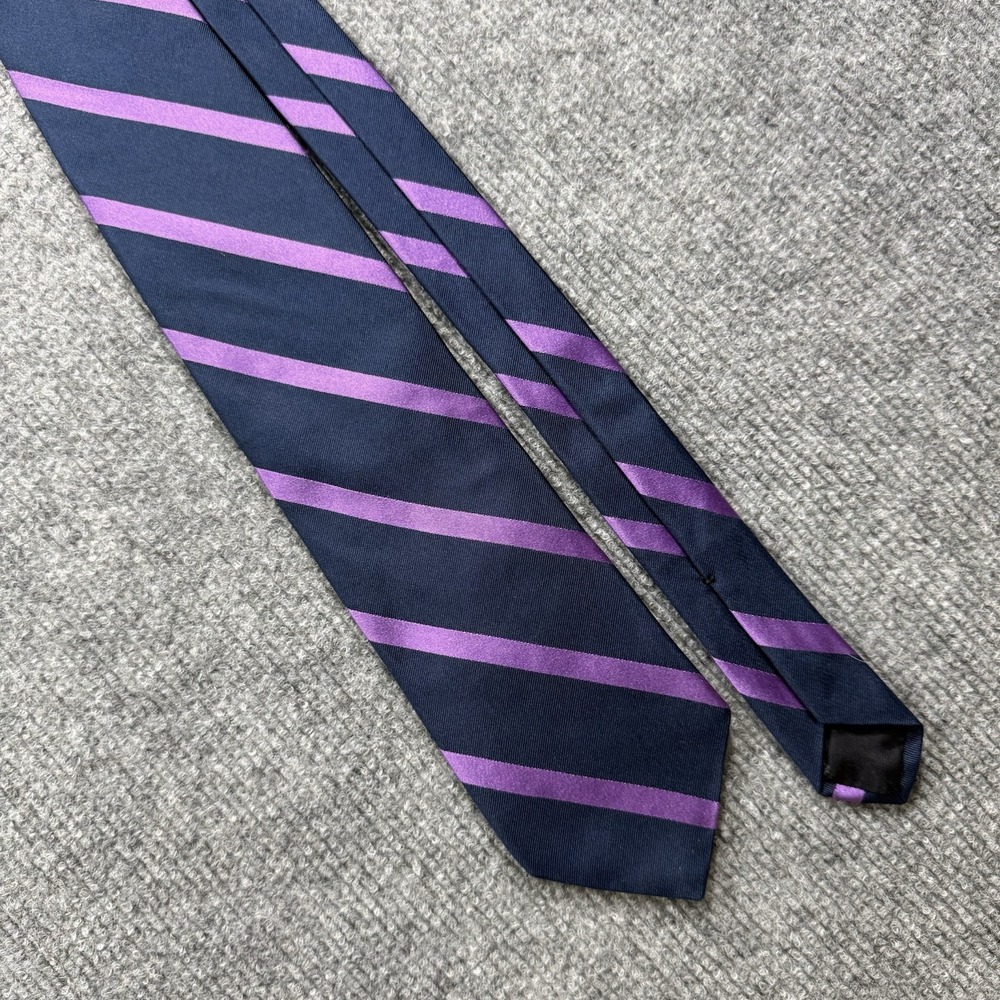 NWT Brooks Brothers 346 Navy Purple Stripe Pure Silk Neck Tie USA Made